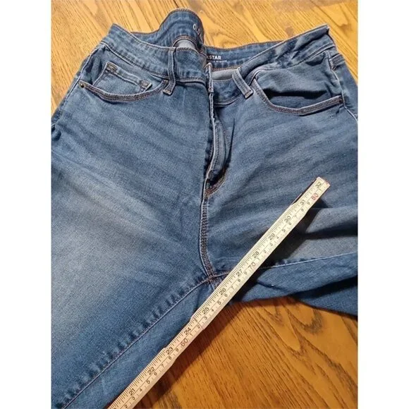 OLD NAVY Jeans Womens 12 BLUE MID RISE ROCKSTAR Preowned Distressed Ripped Hole - Picture 5 of 12